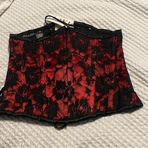 Lavish Red and Black Floral Corset